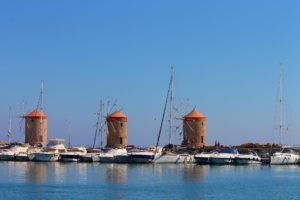 Windmills in Rhodes, Greece - Irene Palace Beach Resort